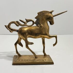 Vintage Brass Unicorn Figurine With Base